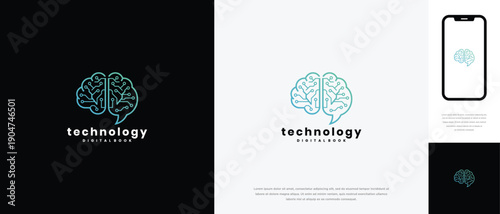 Brain Technology Logo - Digital Innovation AI Smart Ideas.