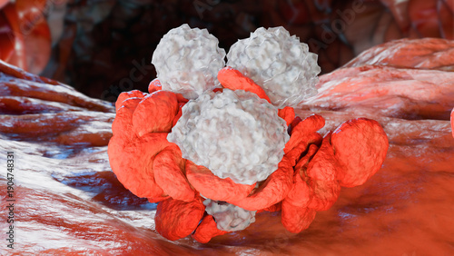 Tableau sur toile Formation of a blood clot, blocked blood, Clot in blood vessels, arteries and ca