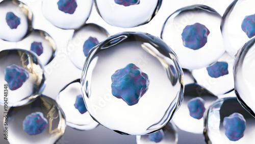 Photos Microscopic view of Human cells, Embryonic stem cell, Healthy cells with mitocho