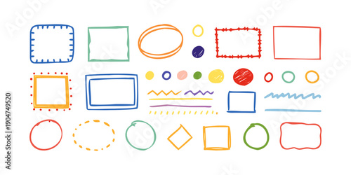 Fotografia Assorted colorful shapes and lines arranged in a playful and creative manner Vec