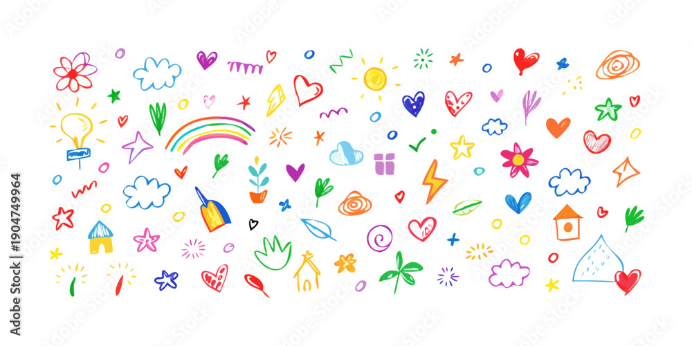 Obraz premium A vibrant and colorful array of confetti pieces scattered across a white background Vector