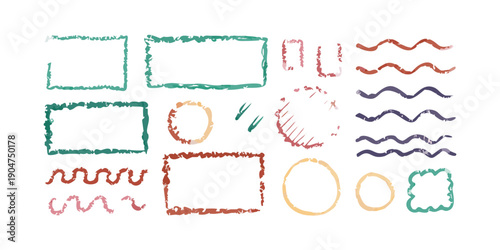 Canvastavla A colorful array of diverse shapes and patterns on a white background Vector