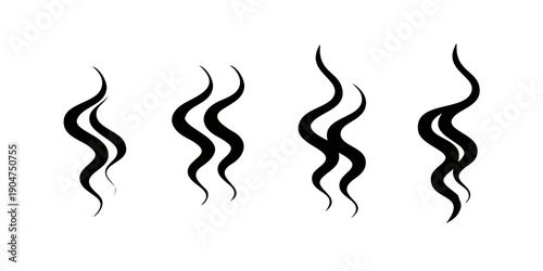 Foto Four distinct curly lines in varying shapes and orientations on a white backgrou