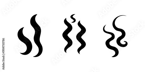 Quadro em tela Three distinct black squiggly lines on a white background Vector