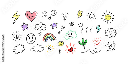 A delightful collection of diverse and colorful emoji stickers for creative expression. Vector
