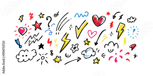 A vibrant collection of diverse emoji symbols representing various emotions and objects Vector