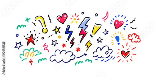 A vibrant collection of diverse symbols and icons representing various emotions and concepts Vector