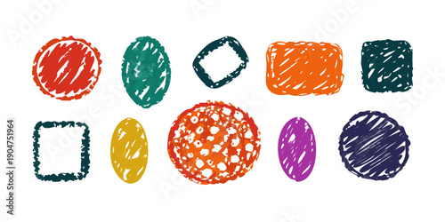 A vibrant collection of colorful and unique geometric shapes and patterns. Vector