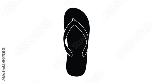Black flip flop isolated on a white background silhouette