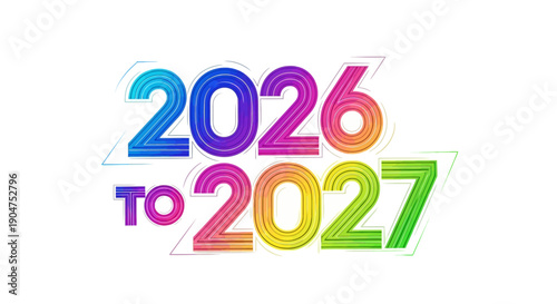 Vibrant and dynamic 2026 to 2027 year transition graphic with colorful stylized numbers