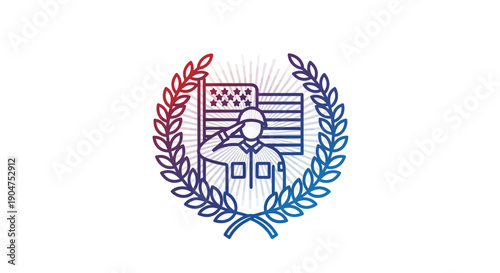 Patriotic tribute with a saluting soldier and American flag emblem honoring national heroes