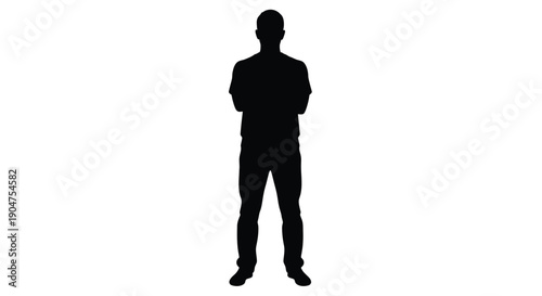 A full body view of a man standing with arms crossed silhouette