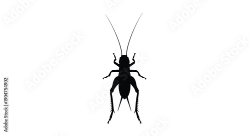 A striking black silhouette of a cricket in a minimalist style