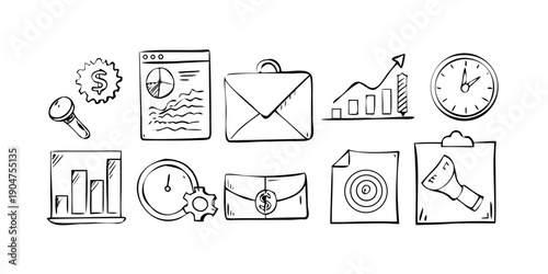 фотографія A collection of diverse icons representing various objects and activities Vector