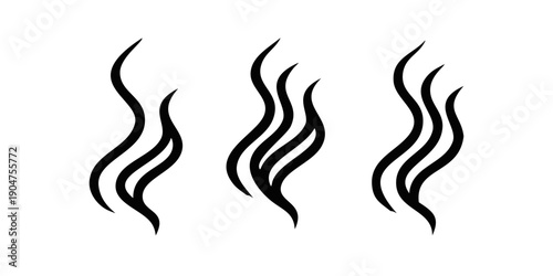 Photos Three abstract black squiggly lines on a white background Vector