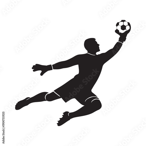 soccer goalie save vector silhouette clip art logo design illustration. abstract goalie save icon collection
