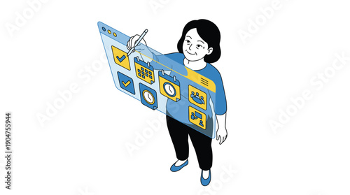 Child Interacting with Digital Touchscreen Interface.