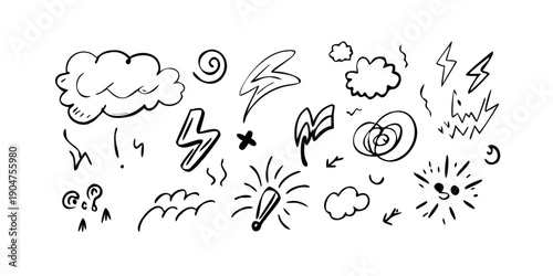 фотографія A whimsical illustration of various weather phenomena and natural elements
