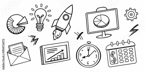 Bild auf Leinwand A collection of various icons representing different aspects of time management and scheduling