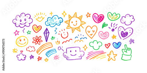 Foto A vibrant and colorful collection of diverse cartoon animals and objects Vector