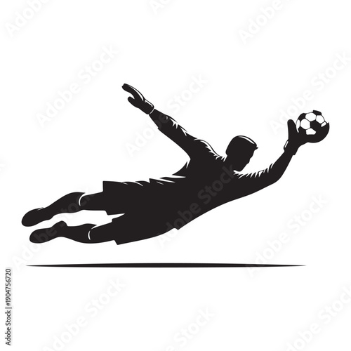 soccer goalie save vector silhouette clip art logo design illustration. abstract goalie save icon collection