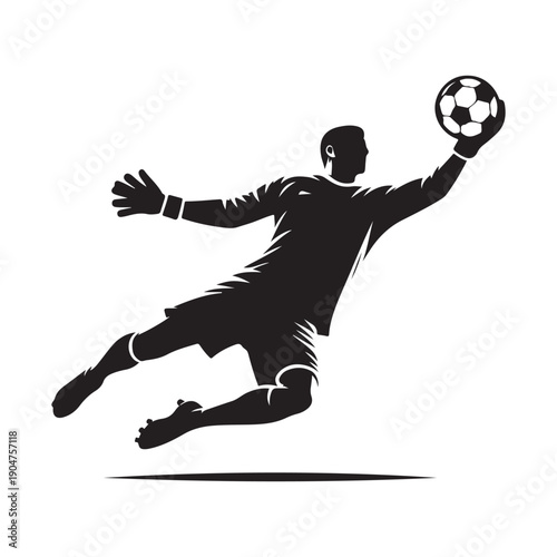 soccer goalie save vector silhouette clip art logo design illustration. abstract goalie save icon collection