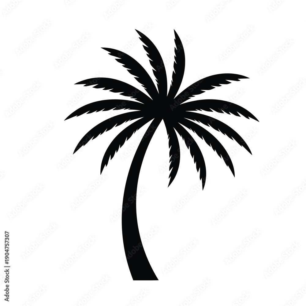 Obraz premium Vibrant green palm tree vector art design with a modern, clean aesthetic, perfect for tropical themes.