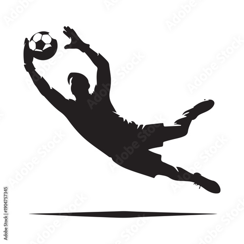 soccer goalie save vector silhouette clip art logo design illustration. abstract goalie save icon collection