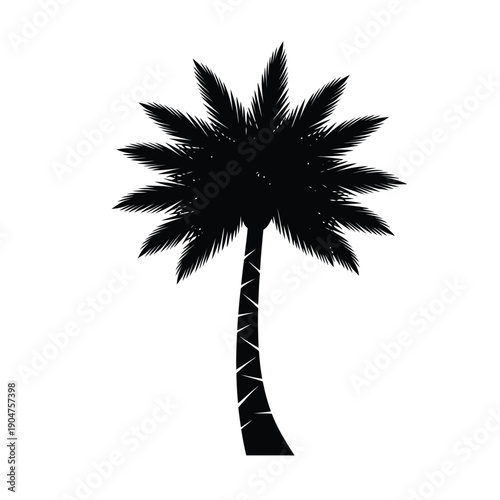 Minimalist palm tree vector illustration with clean lines and a dominant green color, conveying a sense of summer and escape.