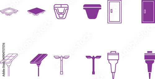 Purple Industrial and Electrical Symbols