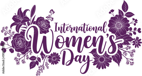 International women's day floral vector illustration for female empowerment