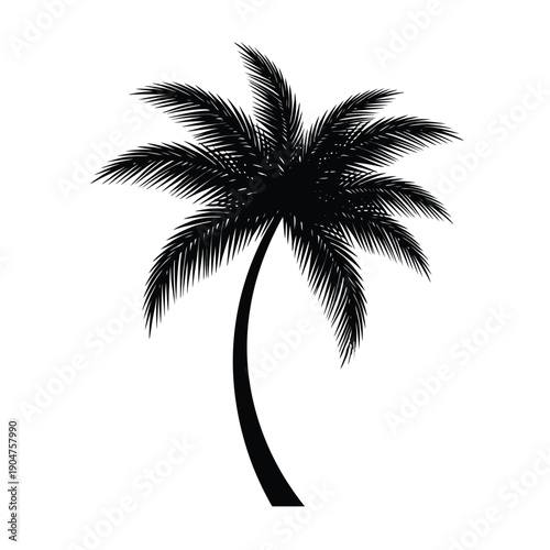 Clean vector artwork of a palm tree, suitable for minimalist designs, app icons, or web elements requiring a touch of nature.