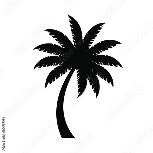 Artistic representation of a palm tree in vector format, featuring stylized leaves and a strong trunk, ideal for decorative purposes.