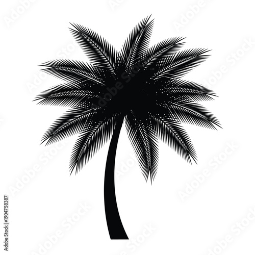 Retro style palm tree vector illustration, vintage colors and distressed texture for a nostalgic tropical vibe, perfect for apparel.