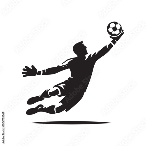 soccer goalie save vector silhouette clip art logo design illustration. abstract goalie save icon collection