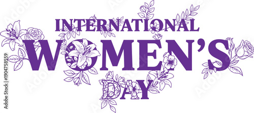 International women's day floral vector illustration for equality and empowerment