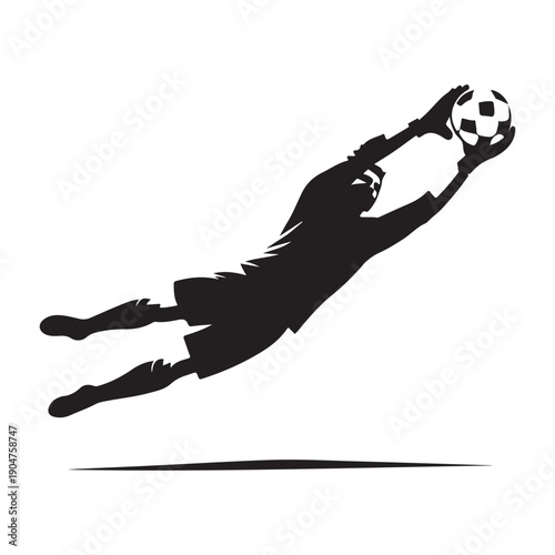 soccer goalie save vector silhouette clip art logo design illustration. abstract goalie save icon collection