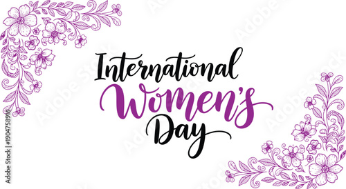 International women's day floral vector illustration for equality and empowerment