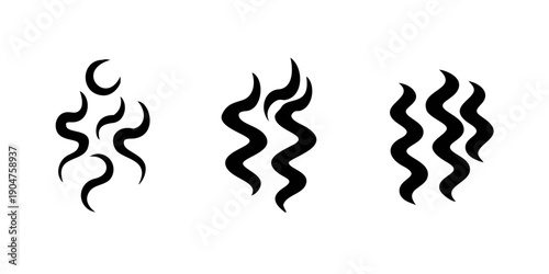 Fotografie Three distinct abstract symbols representing moon phases and wavy lines