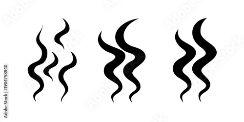 Bild auf Leinwand Three distinct abstract black squiggly lines on a white background Vector