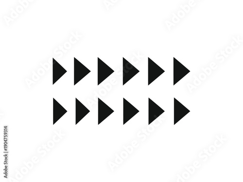 Row of ten black right-pointing triangle arrows, signifying forward movement, progress, and direction in a clean design Free Download Row of ten black right-pointing triangle arrows, signifying forward movement, progress, and direction in a clean design - GFXLoad