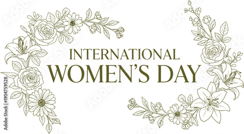 International women's day floral vector illustration for celebration