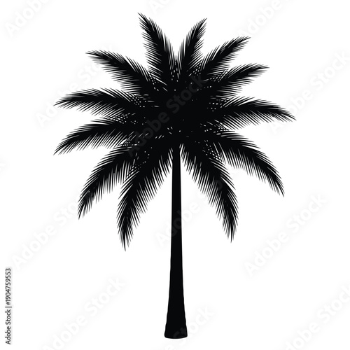 A single, bold palm tree vector, perfect for creating a strong visual statement in travel and leisure branding.