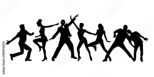 Fotografie Eight silhouettes of people engaged in various forms of exercise and physical ac