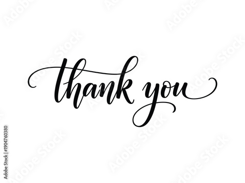 Elegant black calligraphy script 'Thank You' for expressing gratitude in cards, gifts, and appreciation messages