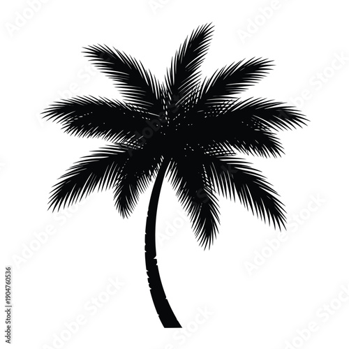 Palm tree illustration vector, depicting a solitary tree on a beach, perfect for serene vacation visuals.