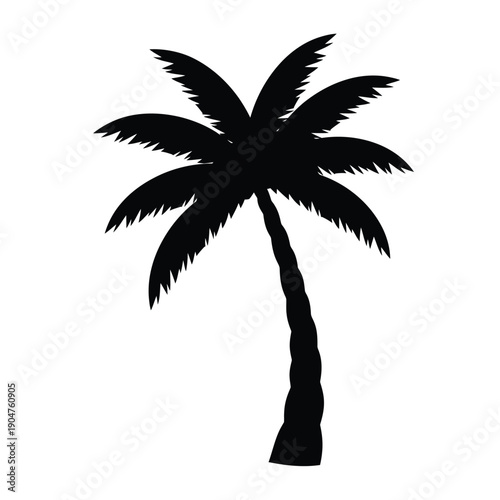 A single palm tree vector graphic with a lush canopy, evoking feelings of relaxation and tropical getaways.