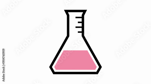 Erlenmeyer Flask with Pink Liquid Vector – Stylized Chemistry Lab Icon for Science, Experiments, Education, Research, and Chemical Analysis Design Projects