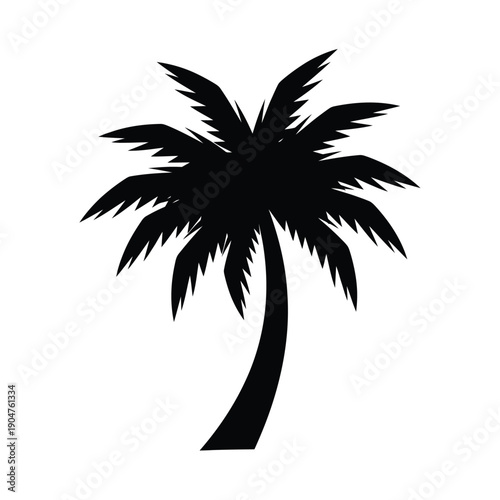 Outline palm tree vector illustration, perfect for a minimalist approach to tropical themes and summer designs.