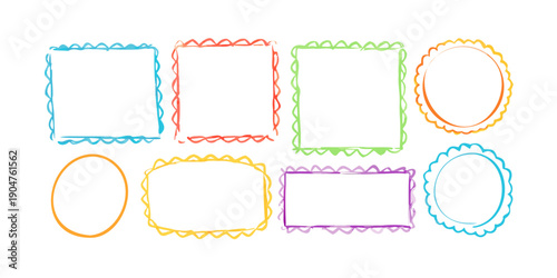 A colorful illustration of various geometric shapes in different colors and sizes Vector